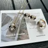 Maillard Tiger's Eye pearl pendant necklace for women, retro, individual, light luxury, elegant, fashionable and versatile necklace sweater chain three-piece set Specification image
